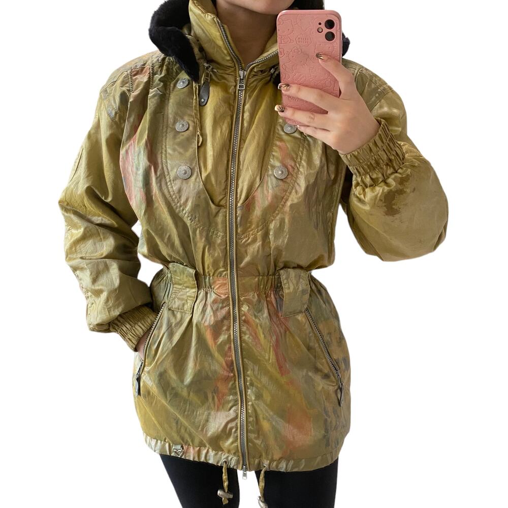 Vintage Obermeyer Down Ski Jacket w Faux Fur Trim Hood Women Sz XS / S R$389 - Picture 2 of 14